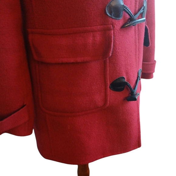 Charter’s Club Wool Blend Duffle Coat Hooded Red and Black Women's Small - Picture 6 of 9
